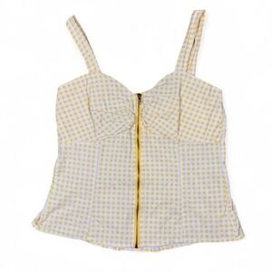 Wishful Park Yellow Gingham zip up Top